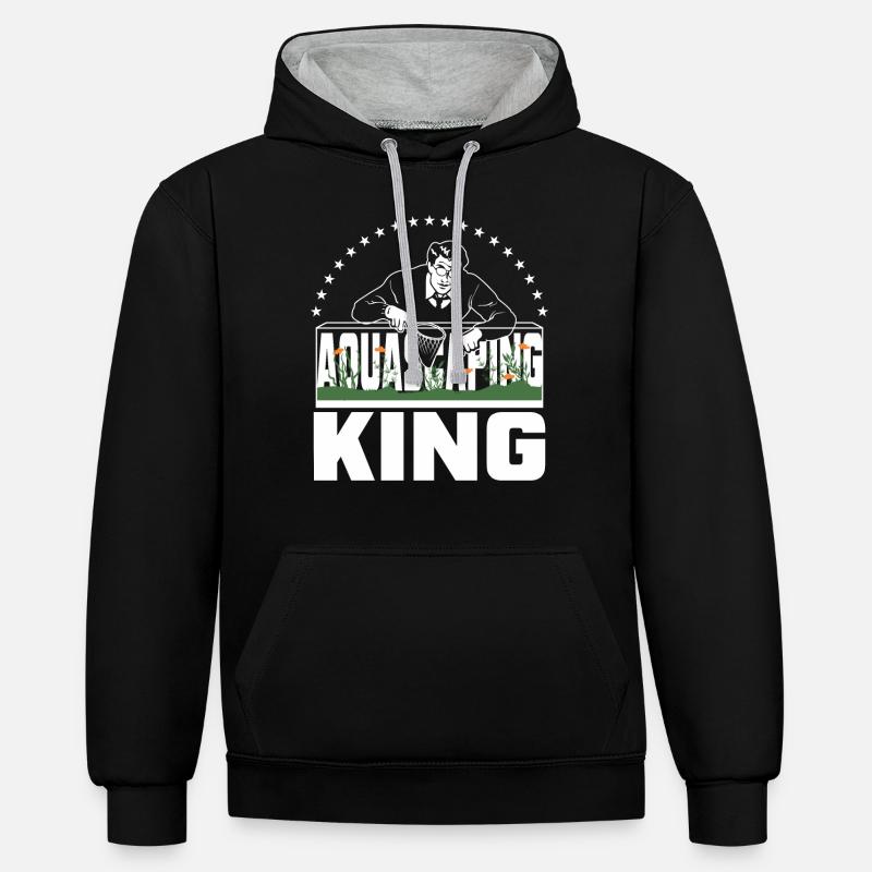 Roi de l’aquascaping - Sweat à capuche contrasté - noir/gris chiné