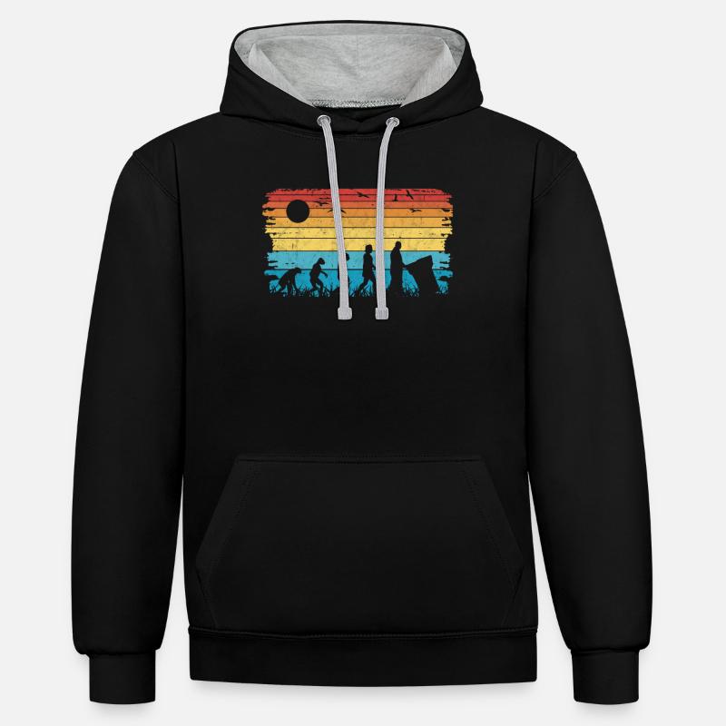 Müllmann Evolution Müllabfuhr Müllwagen - Kontrast-Hoodie - Schwarz/Grau meliert