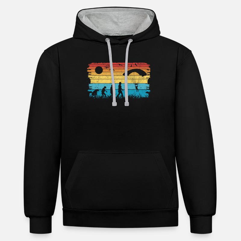 Fallschirmspringer EvolutionFallmschirm Skydive - Kontrast-Hoodie - Schwarz/Grau meliert