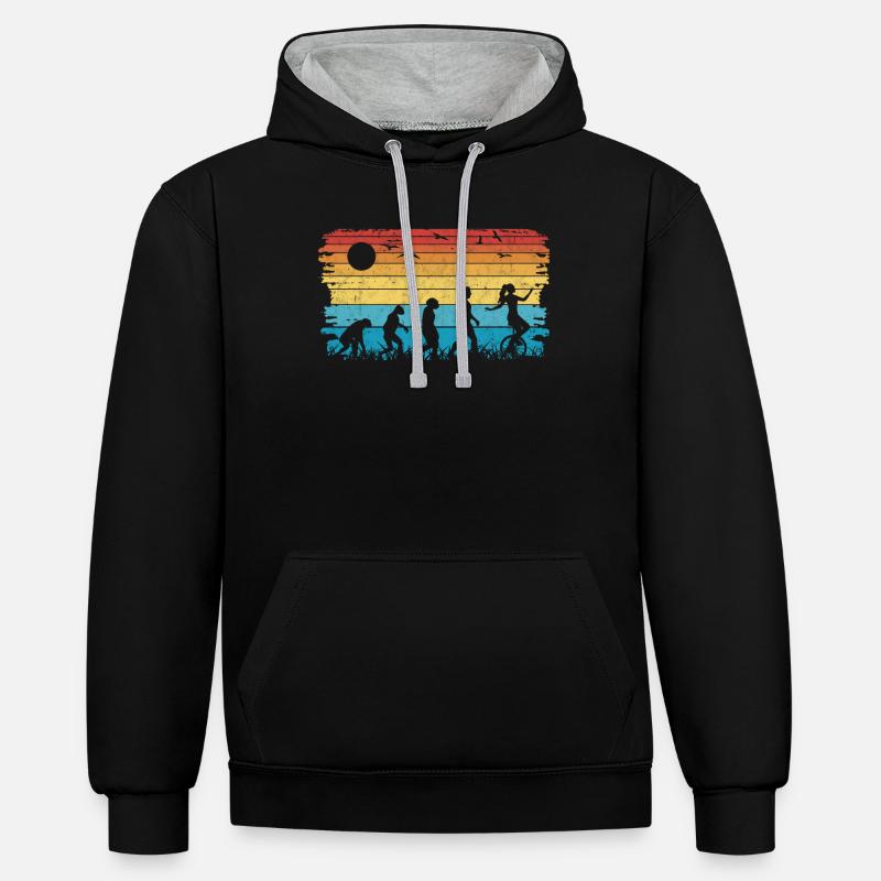 Einrad Evolution Einradfahrer - Kontrast-Hoodie - Schwarz/Grau meliert
