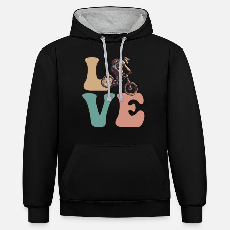 VTT VTT Biker - Sweat à capuche contrasté - noir/gris chiné