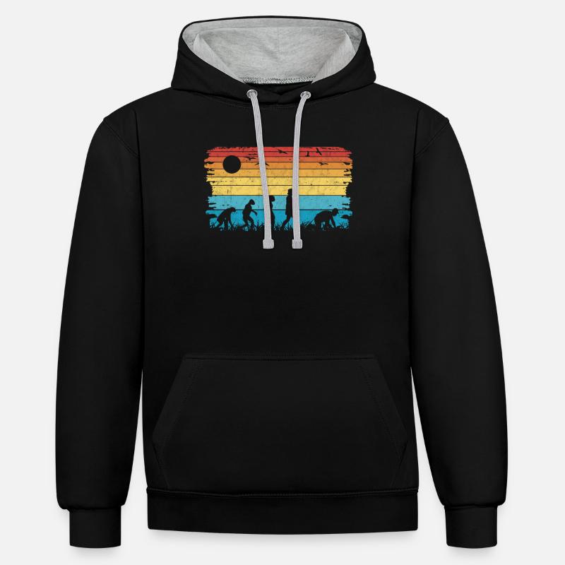Fliesenleger Evolution Retro - Kontrast-Hoodie - Schwarz/Grau meliert