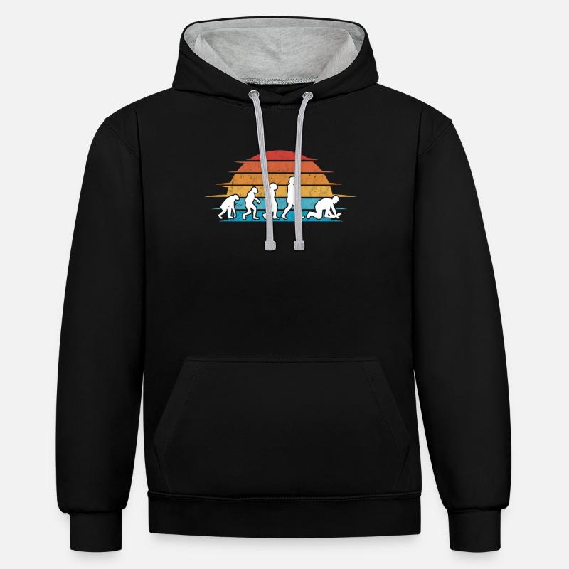 Fliesenleger Evolution Retro - Kontrast-Hoodie - Schwarz/Grau meliert