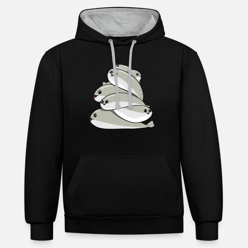 Sacabambaspis tas de poissons Meme - Sweat à capuche contrasté - noir/gris chiné