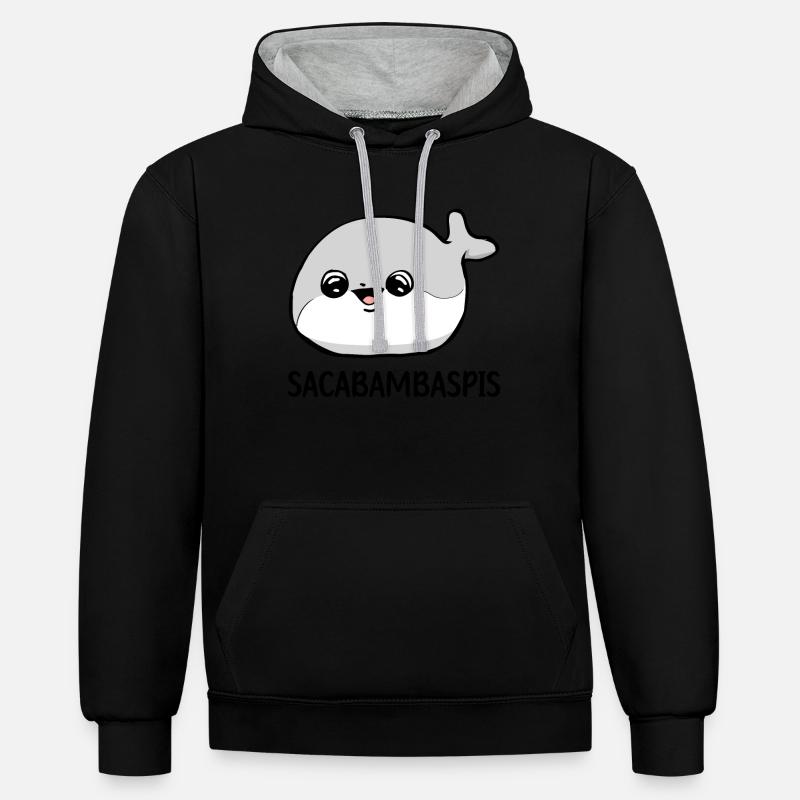 Sacabambaspis Poisson Meme - Sweat à capuche contrasté - noir/gris chiné