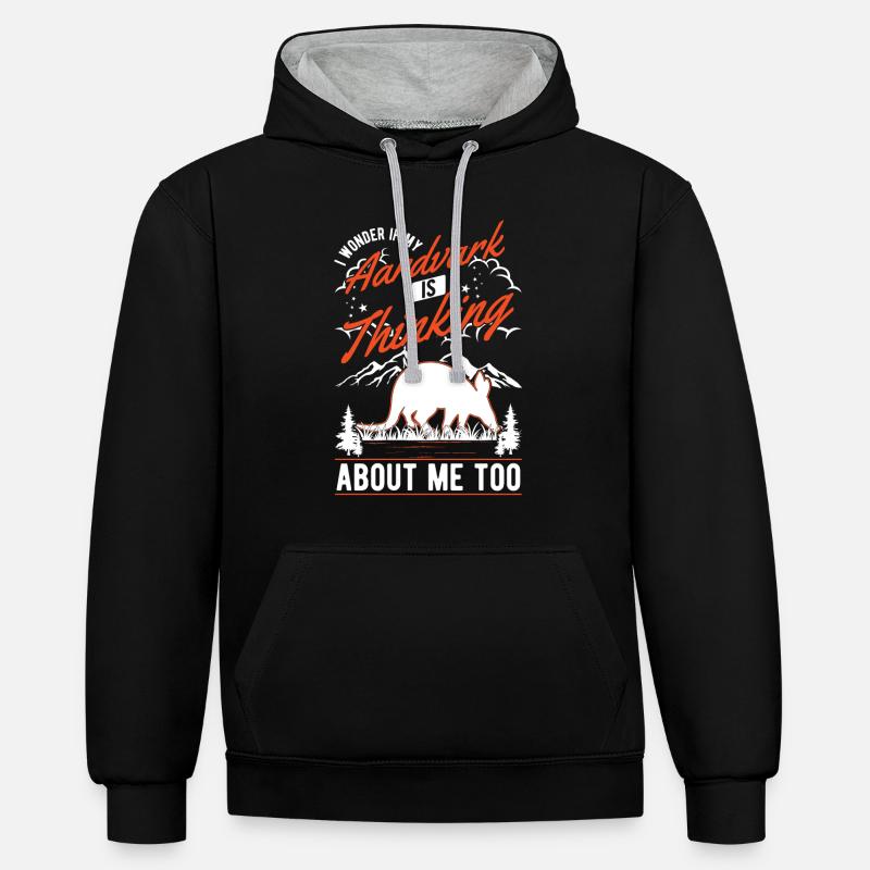Aardvark Cadeau Aardvark - Sweat à capuche contrasté - noir/gris chiné