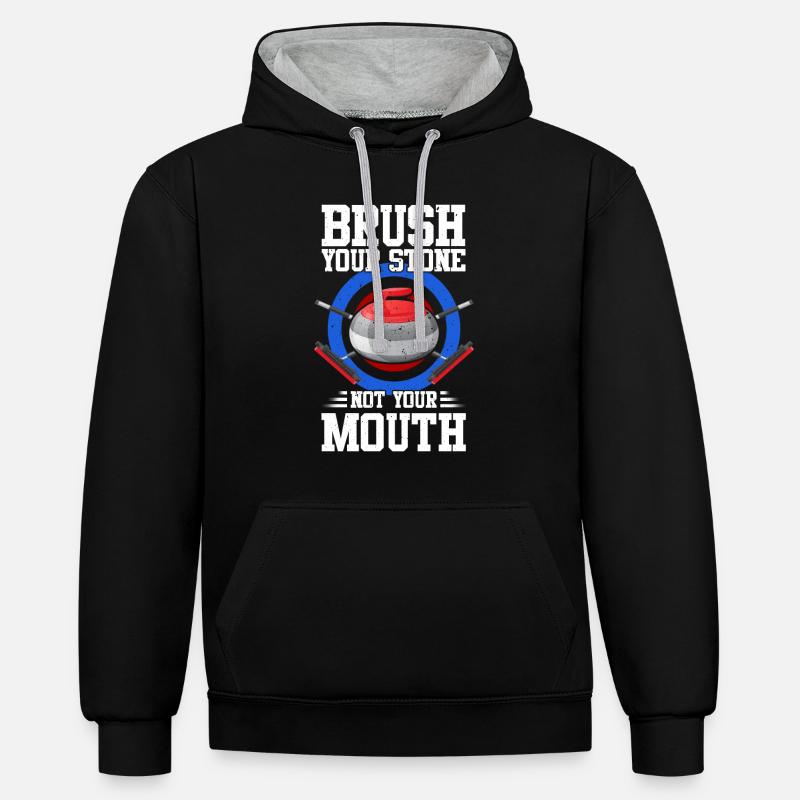 Curling Curler - Sweat à capuche contrasté - noir/gris chiné