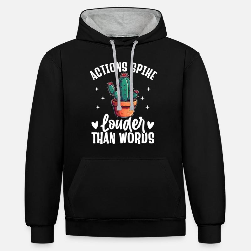 Drôle de cactus succulent - Sweat à capuche contrasté - noir/gris chiné