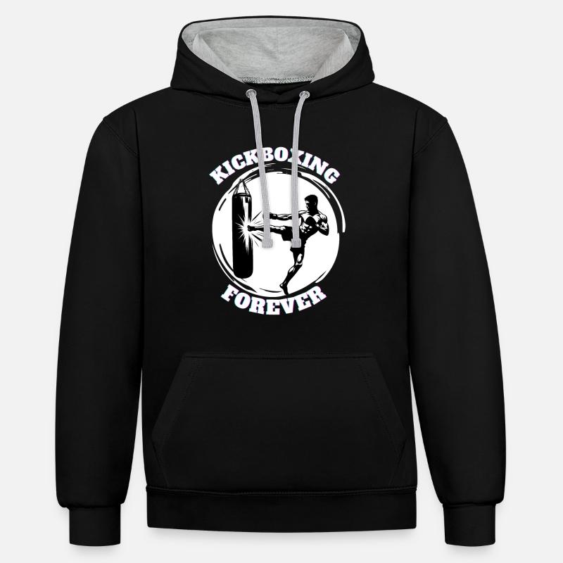 Combattant de kickboxing Kickboxer - Sweat à capuche contrasté - noir/gris chiné