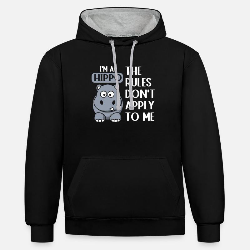 Hippopotame hippopotame - Sweat à capuche contrasté - noir/gris chiné