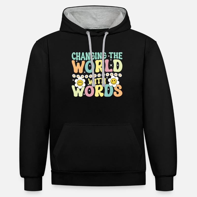 Groovy Speech Language Pathologist SLP - Kontrast-Hoodie - Schwarz/Grau meliert