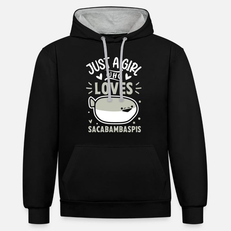Fisch Meme - Kontrast-Hoodie - Schwarz/Grau meliert