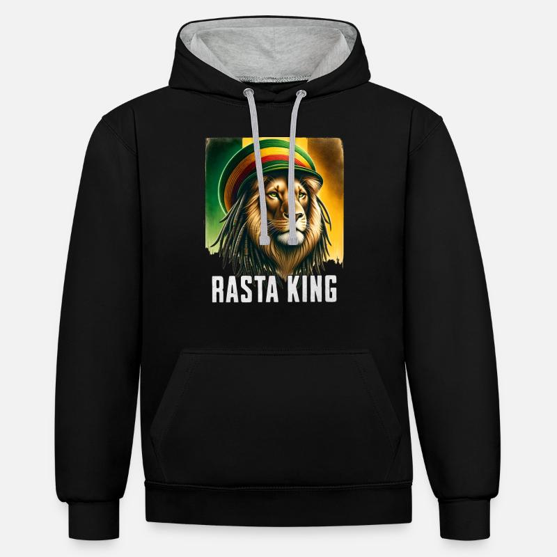 de la Jamaïque - Sweat à capuche contrasté - noir/gris chiné