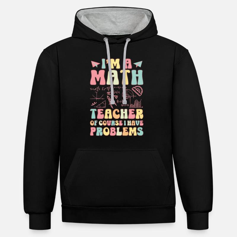 Professeur d’école groovy - Sweat à capuche contrasté - noir/gris chiné