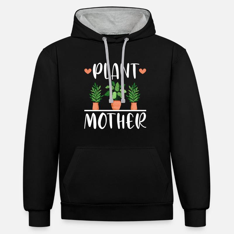 Pflanzenmutter Mutter Gartenpflanzen Blume - Kontrast-Hoodie - Schwarz/Grau meliert