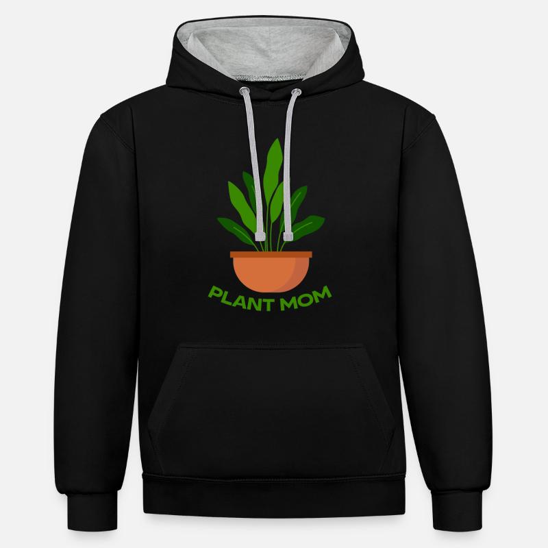 Pflanzenmutter Mutter Gartenpflanzen Blume - Kontrast-Hoodie - Schwarz/Grau meliert