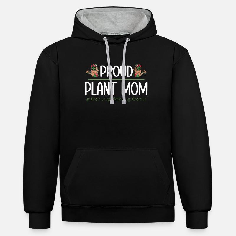 Pflanzenmutter Mutter Gartenpflanzen Blume - Kontrast-Hoodie - Schwarz/Grau meliert