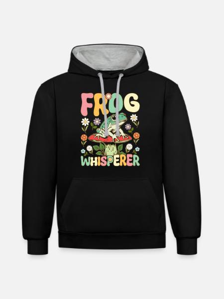 Groovy Frog Lovers - Contrast hoodie - black/heather grey