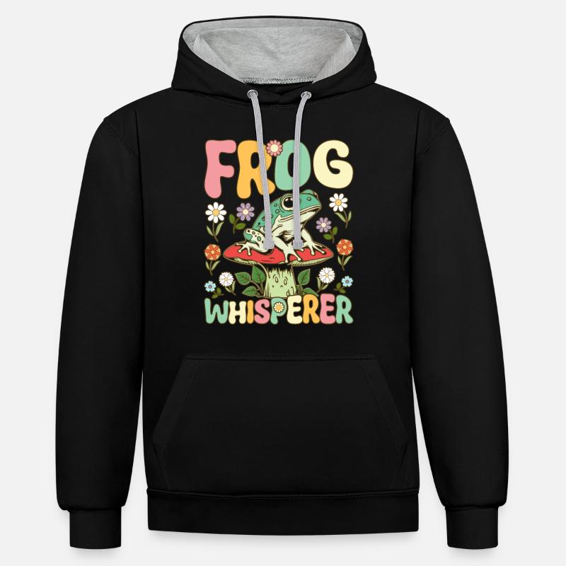 Groovy Frog Lovers - Sweat à capuche contrasté - noir/gris chiné