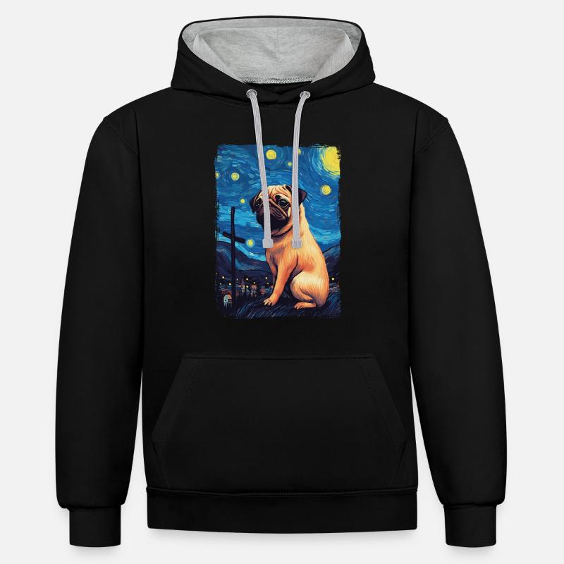 Carlin Nuit étoilée - Sweat à capuche contrasté - noir/gris chiné