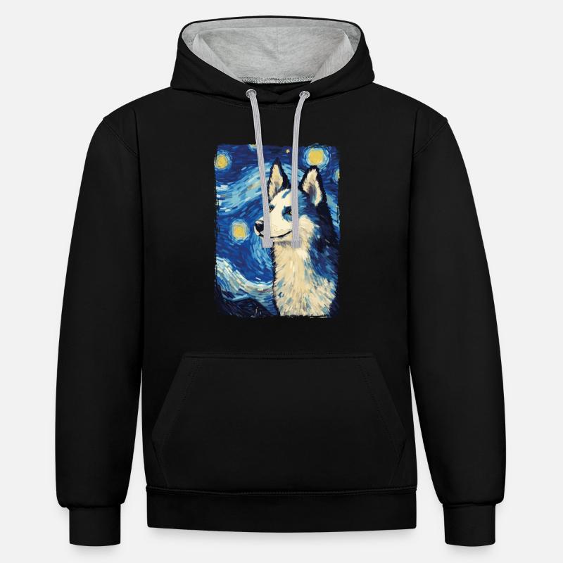 Husky Nuit étoilée - Sweat à capuche contrasté - noir/gris chiné