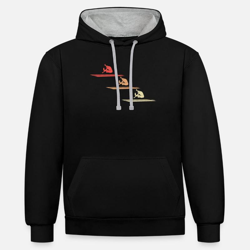 Weitsprung Athletik Dynamik Geschenk - Kontrast-Hoodie - Schwarz/Grau meliert