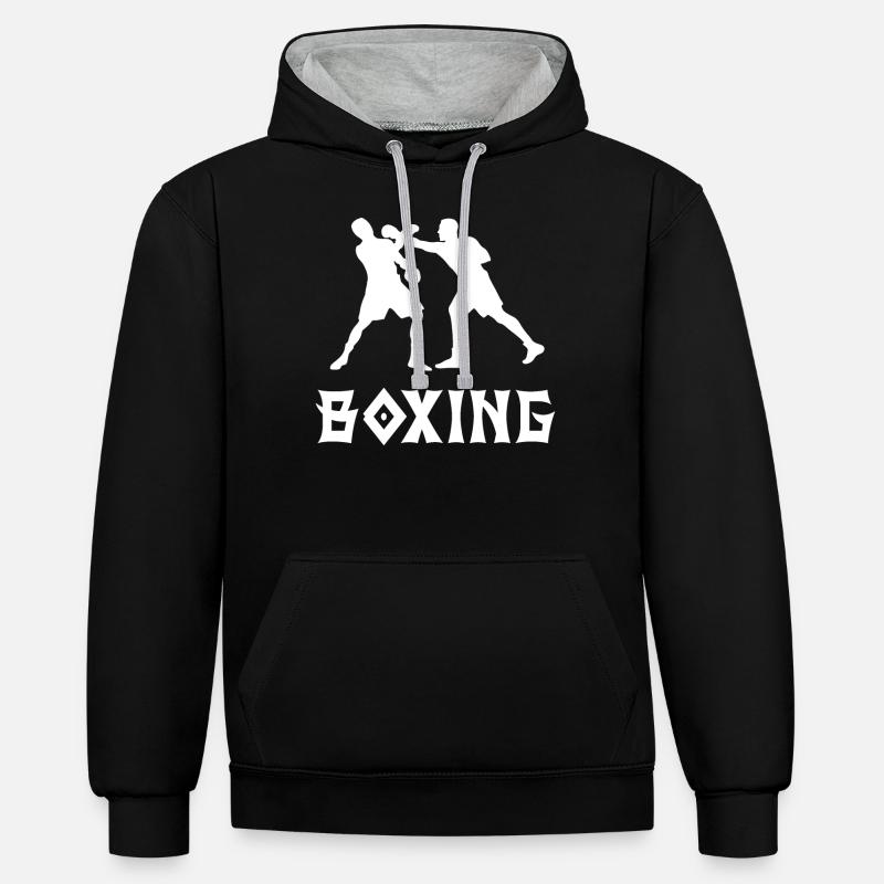 Boxe - Sweat à capuche contrasté - noir/gris chiné