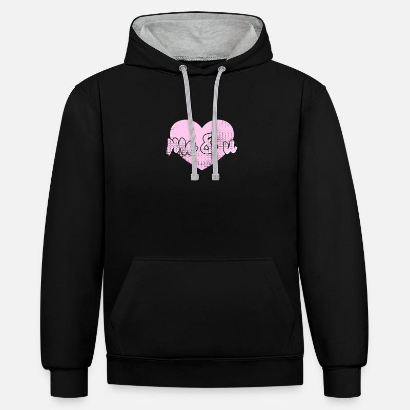 Moi et U - Sweat à capuche contrasté - noir/gris chiné