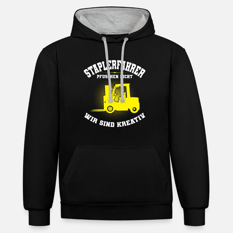 Staplerfahrer Beruf Stapler Geschenk - Kontrast-Hoodie - Schwarz/Grau meliert