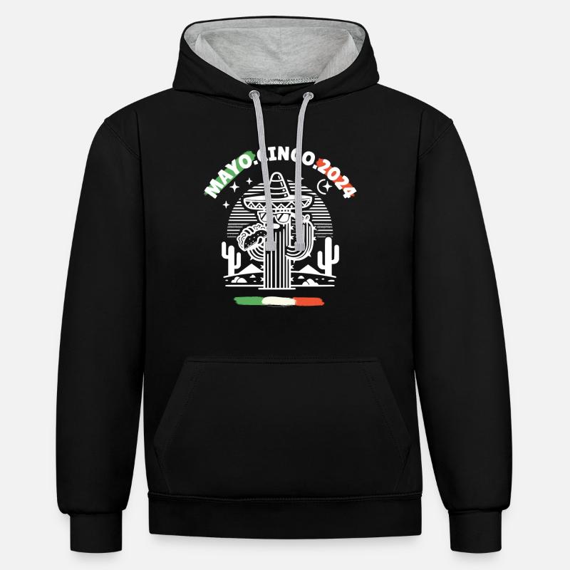 Cinco De Mayo 2024 - Sweat à capuche contrasté - noir/gris chiné