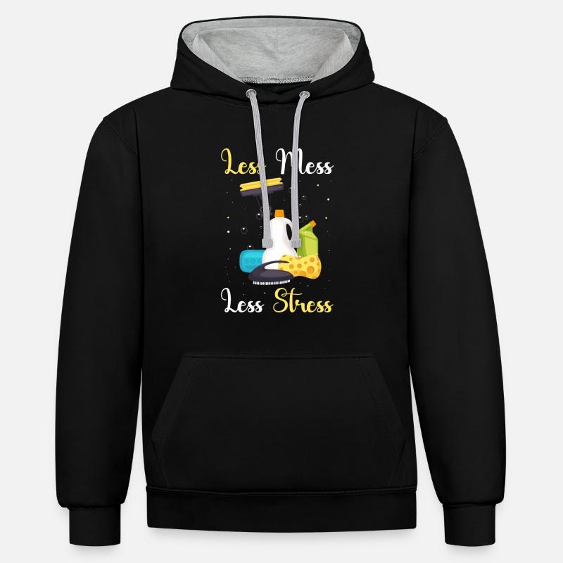 Femme de ménage - Sweat à capuche contrasté - noir/gris chiné