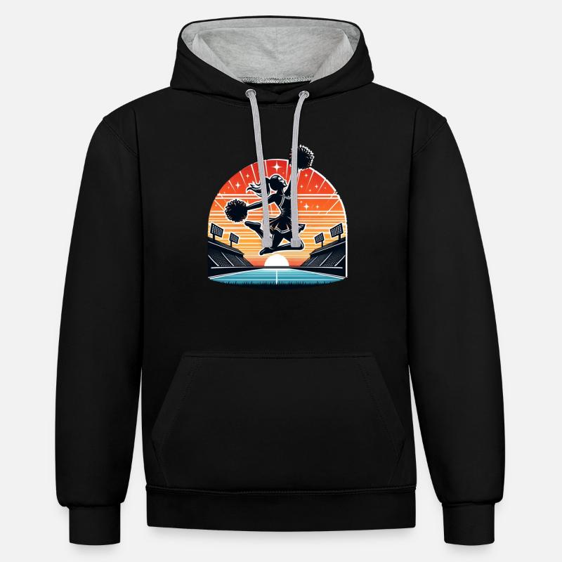Conception de pom-pom girl - Sweat à capuche contrasté - noir/gris chiné