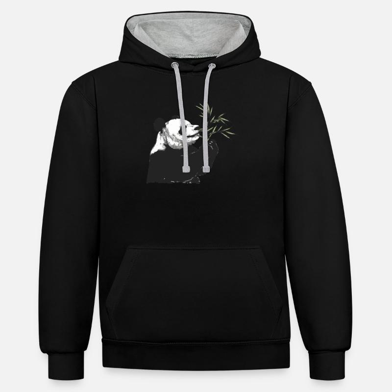 Panda Ours Panda japonais - Sweat à capuche contrasté - noir/gris chiné