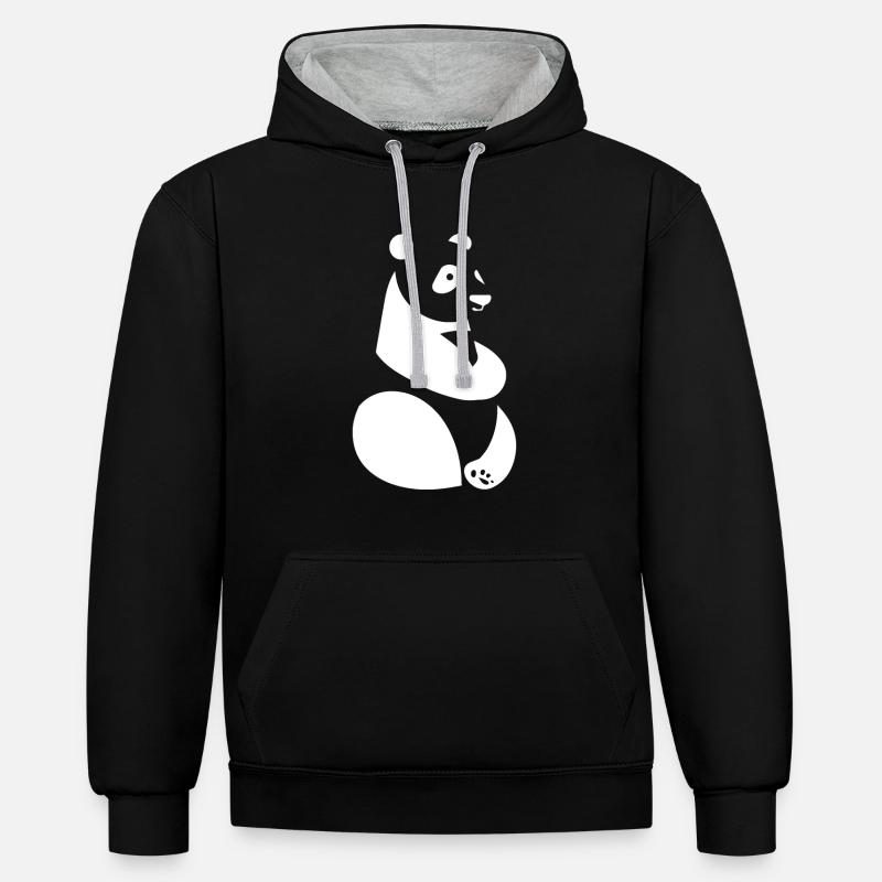 Panda Ours Panda japonais - Sweat à capuche contrasté - noir/gris chiné