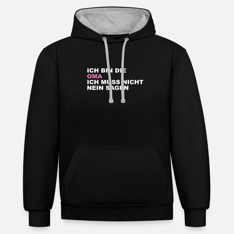 Dicton de grand-mère - Sweat à capuche contrasté - noir/gris chiné