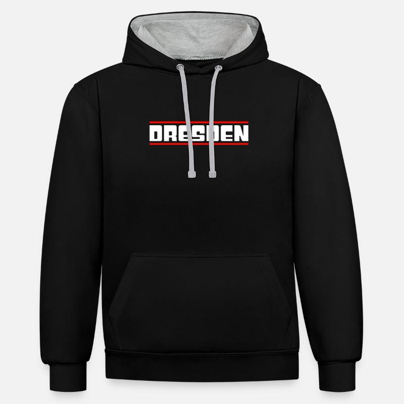 Dresde - Sweat à capuche contrasté - noir/gris chiné