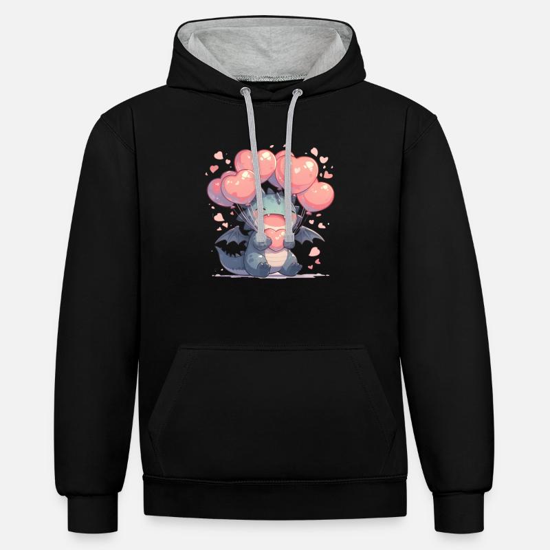 Ballons Dragon Saint-Valentin Dragon Kids - Sweat à capuche contrasté - noir/gris chiné