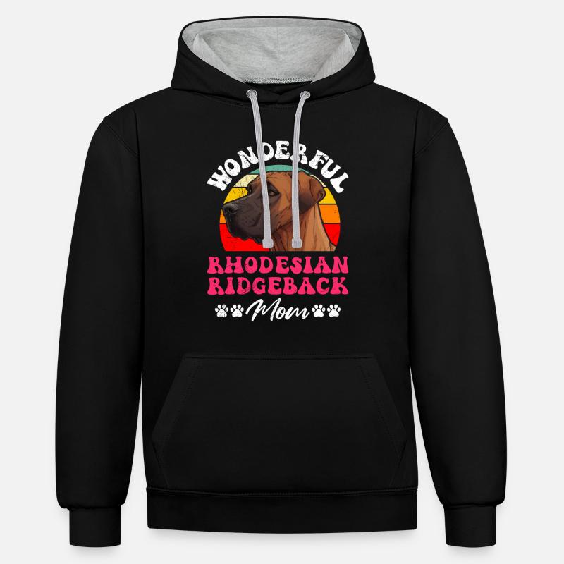 Ridgeback MERVEILLEUSE MAMAN RHODESIAN RIDGEBACK - Sweat à capuche contrasté - noir/gris chiné