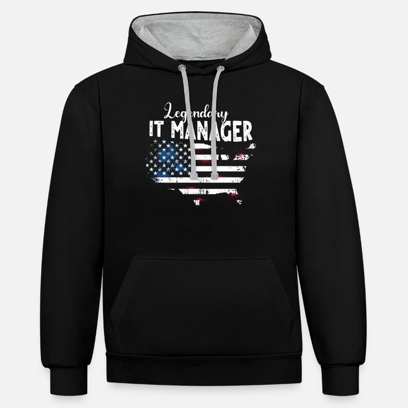 Responsable informatique - Sweat à capuche contrasté - noir/gris chiné