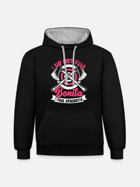 Axtwerfen - Kontrast-Hoodie - Schwarz/Grau meliert