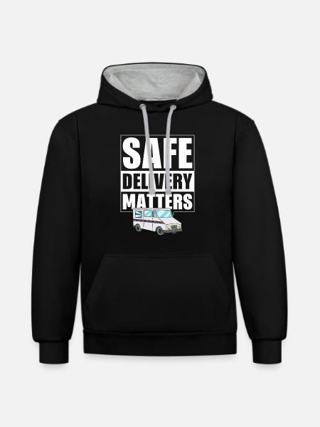 Ländlicher Postanbieter - Kontrast-Hoodie - Schwarz/Grau meliert
