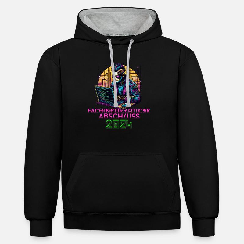 Fachinformatiker Abschluss Softwareentwickler Code - Kontrast-Hoodie - Schwarz/Grau meliert
