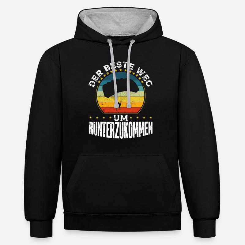 Bon de parachutisme Parachutisme - Sweat à capuche contrasté - noir/gris chiné