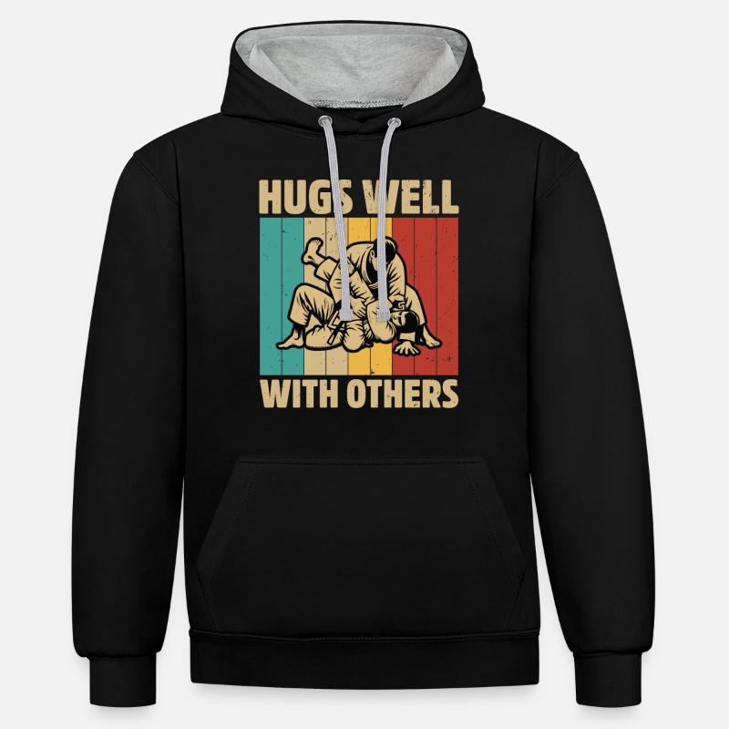 JJB Jiu JItsu - Sweat à capuche contrasté - noir/gris chiné
