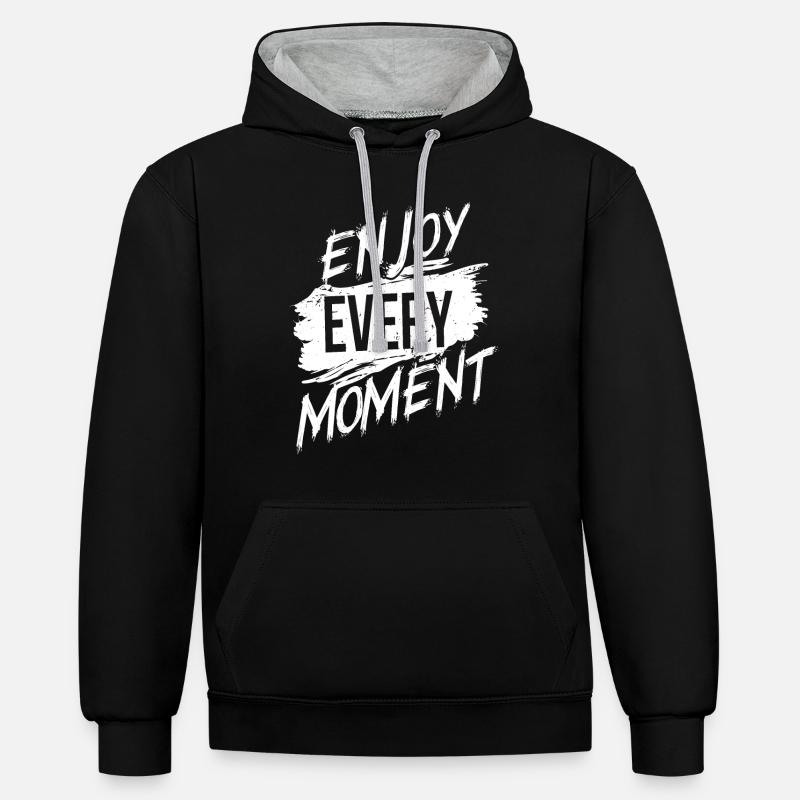 Profitez de chaque instant - Sweat à capuche contrasté - noir/gris chiné