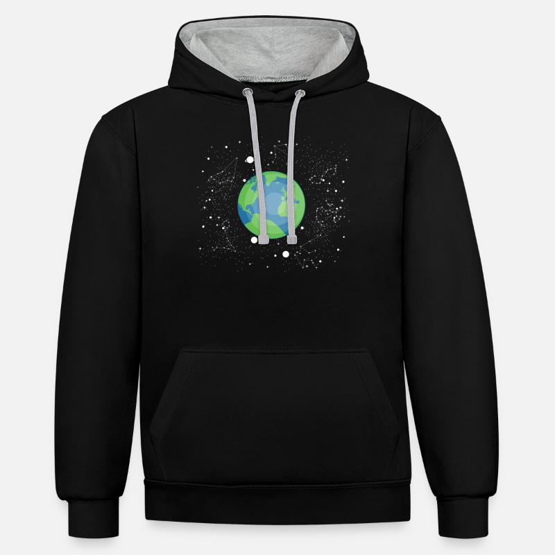 Observation des étoiles - Sweat à capuche contrasté - noir/gris chiné