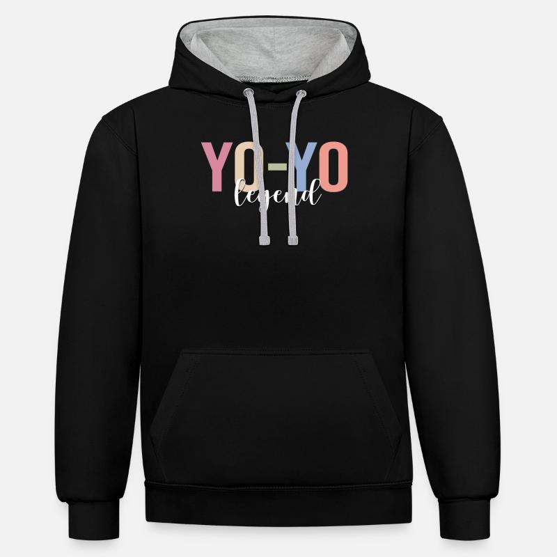 Yoyo - Sweat à capuche contrasté - noir/gris chiné