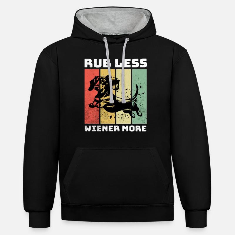 Dictons sur le teckel - Sweat à capuche contrasté - noir/gris chiné