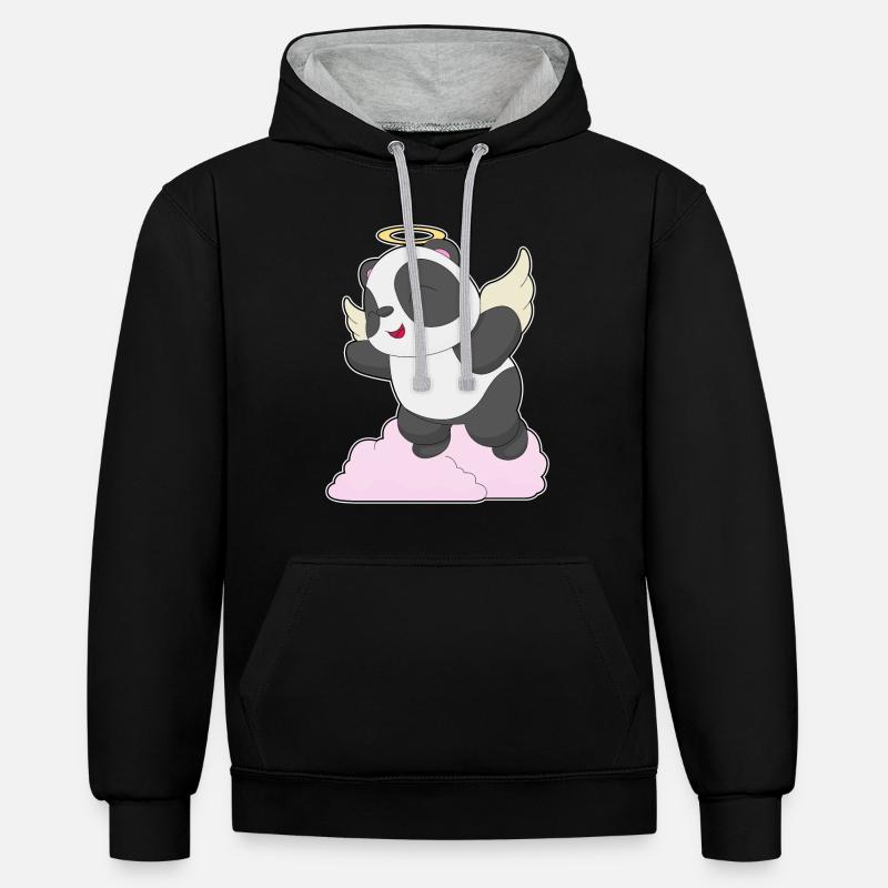 Panda Ange Ange Ailes - Sweat à capuche contrasté - noir/gris chiné