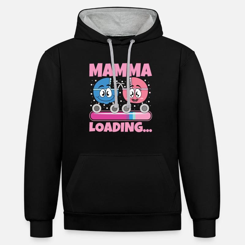 Super Mamma 2024 Loading - Kontrast-Hoodie - Schwarz/Grau meliert